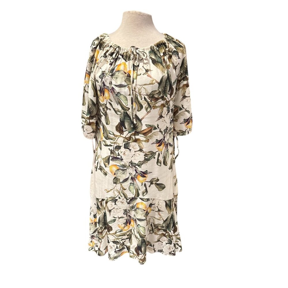 Floral Print Ruffle Hem Dress By OnceWas S Melbourne Lightweight Cotton Blend Wo